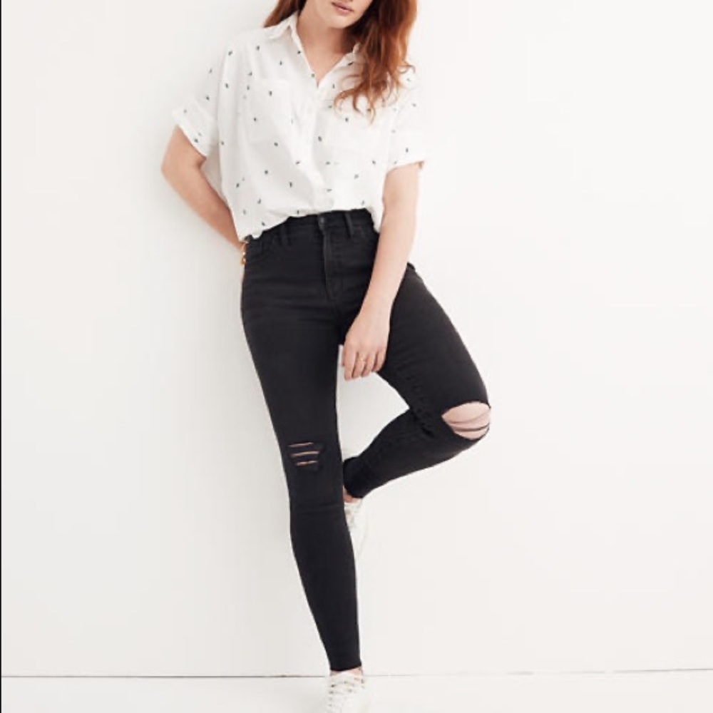 Madewell 9” High Rise Skinny Jeans Black Sea 24